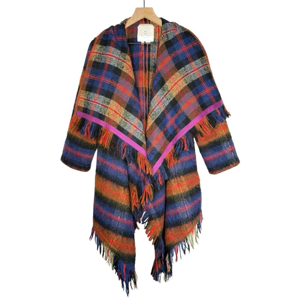 Anthropologie HEI HEI Tartan Blanket Coat XS/S winter coat fall coat open front
